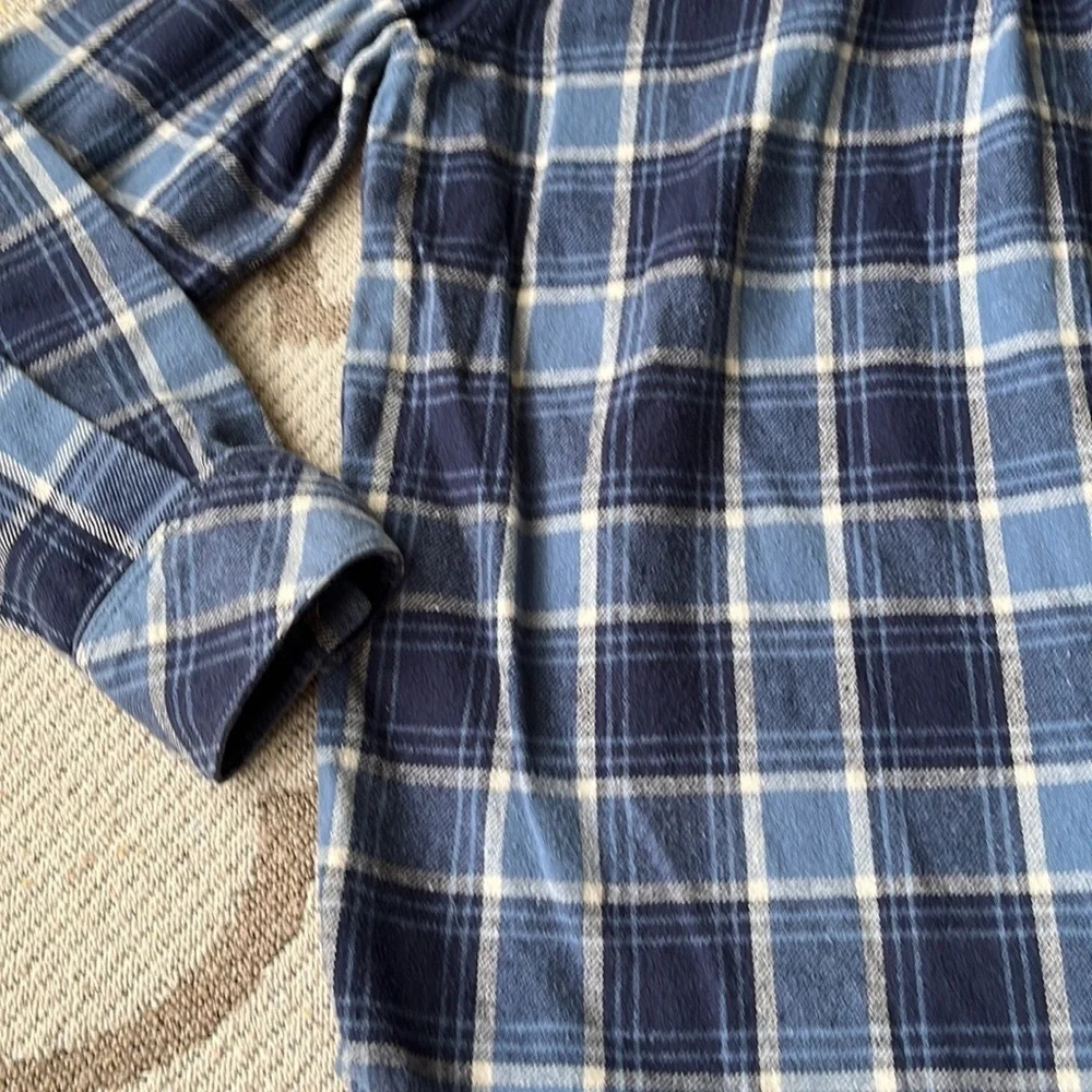 Hanna Andersson blue plaid button down long sleeve shirt, size 120cm - Picture 11 of 12
